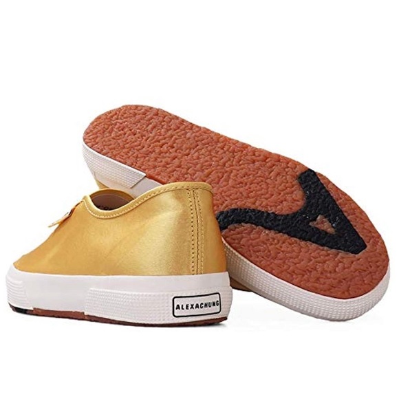 SUPERGA X ALEXA CHUNG MUSTARD SATIN SHOES - Picture 5 of 7